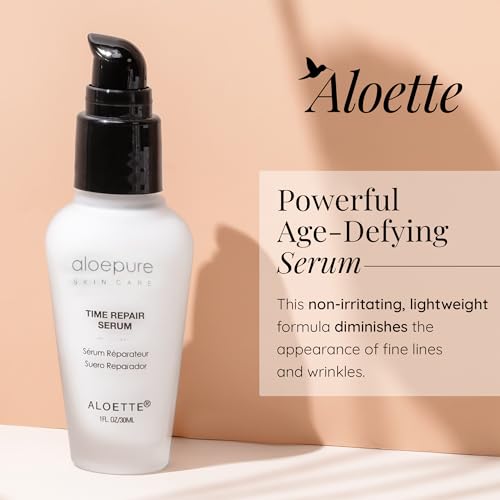 Aloette Time Repair Anti Wrinkle Serum, Age Defying Face Serum, Lightweight Formula, All Skin Types, Cruelty Free, 1 Fl Oz