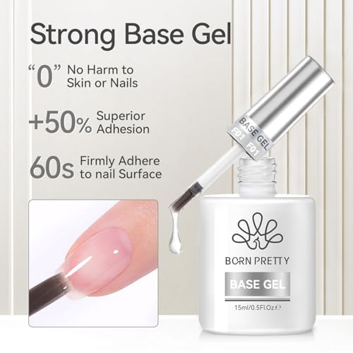 Born Pretty Base & Top Coat Gel Nail Set 15ml - 2x 15ml Base & Shine Top Coat (This Listing: 15ml Base and Top Coat Set)
