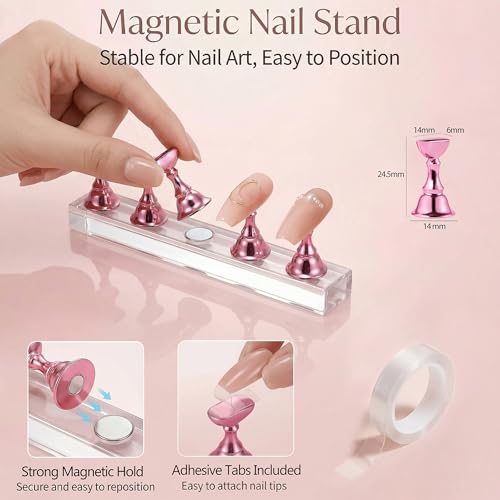 Beginner Nail Art Kit with Brushes Dotting Pens & Nail Stand for Press-On Nails