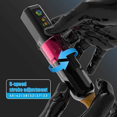 YILONG Wireless Tattoo Machine F3 Rotary Tattoo Pen Machine with 2PCS 2000mAh Batteries 6 Strokes Length Tattoo Battery Pen Coreless Motor LED Digital Display Tattoo Gun for Tattoo Artist (Red)