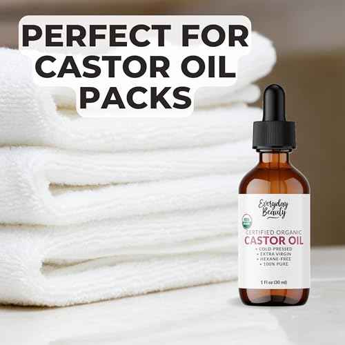 Organic Castor Oil - 100% Pure Certified USDA Organic, Cold Pressed & Hexane-Free, For Eyelashes, Eyebrows, Hair, Skin & Wellness Packs -1oz Glass Bottle & Dropper