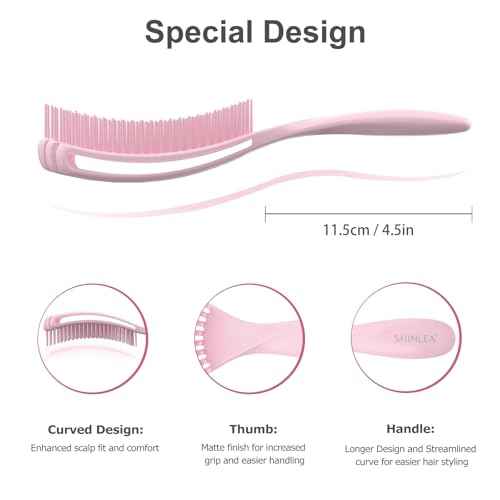 Detangler Brush for Curly Hair, Hairbrush for Wet Dry Thick Thin, Easily Comb Through Curl Hair and Reduces Breakage, Curly Brush for Women Men Kid (Pink)