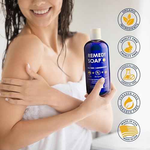 Truremedy Naturals Tea Tree Oil & Lemongrass Body Wash ? 12 oz Natural Antifungal Shower Gel for Skin Irritations ? Organic Oils, No Sulfates ? Refreshing, Moisturizing Soap for Men & Women