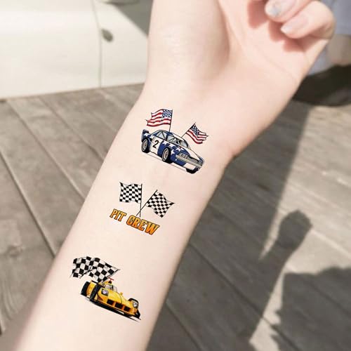 Race Car Checkered Flag Temporary Tattoos Bulk Party Favors