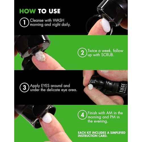 Tiege Hanley Skin Care Set for Men, Advanced Routine, System Level 2, Daily Face Wash, Facial Scrub, Two Moisturizers, and Eye Cream for Healthy, Hydrated Skin, Men¡¯s Skin Care, 5 Piece Kit