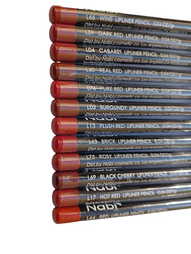 12-Piece Red Lip Liner Pencil Set – Assorted Shades