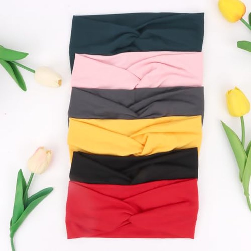 6-Pack Stretchy Women's Headbands - Non-Slip Sweat Absorbent for Yoga & Gym