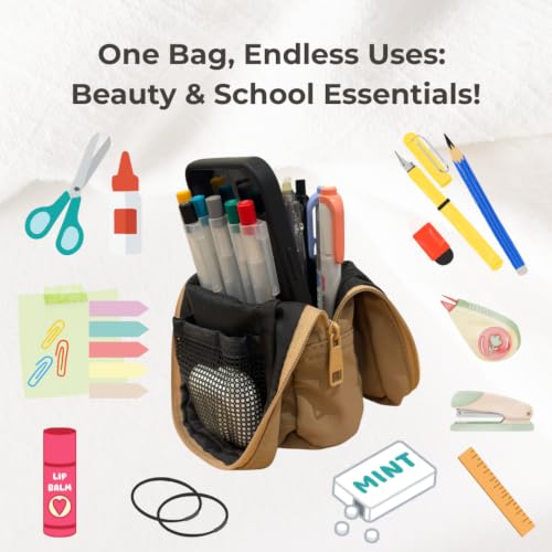 VANTSO Compact Travel Makeup Bag - Expandable Organizer with Brush Slots