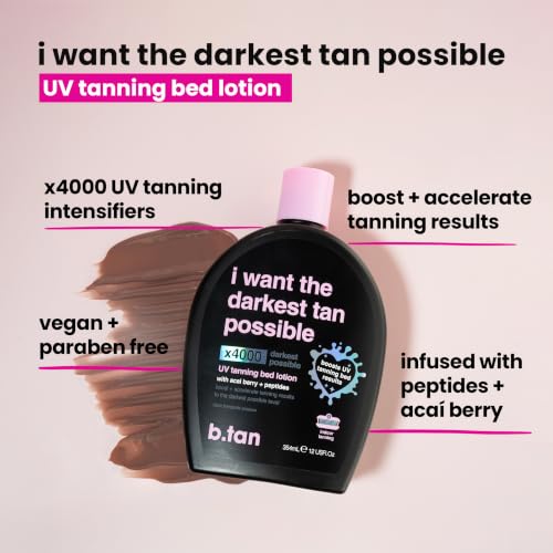 B.TAN UV Tanning Bed Lotion - x4000 Intensifiers, 12 fl oz