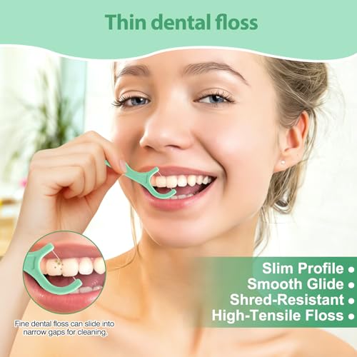 Dental Floss Picks 200 Count - 2 in 1 Ergonomic Tooth Picks