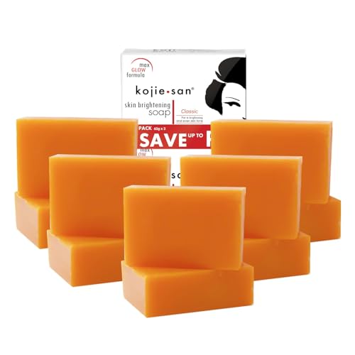 Kojie San Skin Brightening Soap - Bundle Pack -The Original Kojic Acid, Dark Spot Remover Soap Bar with Coconut & Tea Tree Oil – 65g x 10 Bars