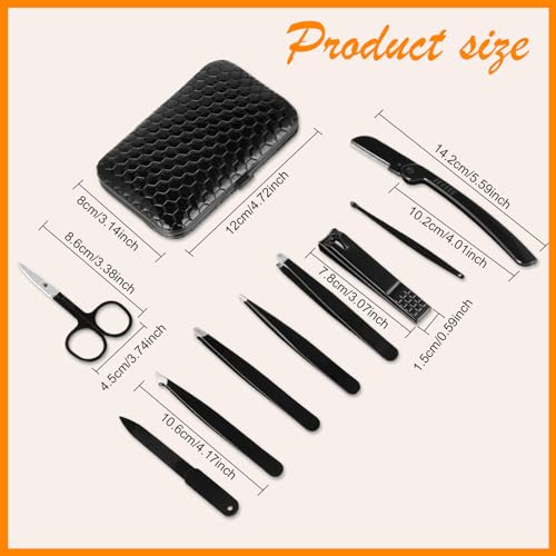 Yougai 9-Piece Tweezers Set with Eyebrow & Nail Grooming Tools