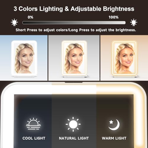 Mocado LED Foldable Makeup Mirror 5x7" 3 Color Lights USB Rechargeable