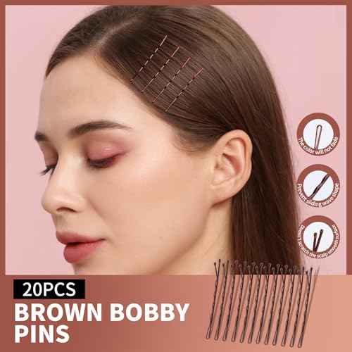 Teenitor Hair Accessories Kit for Woman & Girls: 500pcs Elastic Hair Bands; 30pcs Ponytail Holders, 30pcs Seamless Thick Hair Bands; 40pcs Bobby Hair Pins (Brown)
