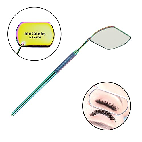 2Pcs EyeLash Extension Mirror, Lash Mirror for Eyelash Extension, Eye Makeup Inspection Mirror, Stainless Steel for Eyelash Extension Supplies and Accessories Multi Titanium Coated