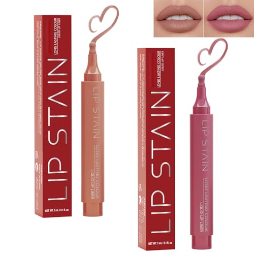 Lip Stain Set - 2-in-1 Matte Liquid Lip Liner, Long-Lasting Color (2-Pack)