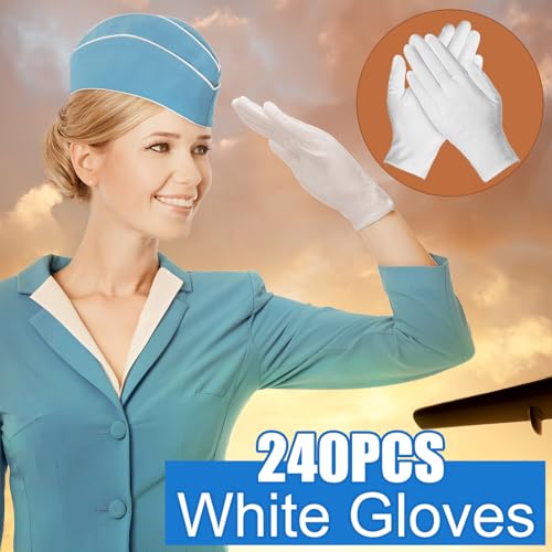 Funtery White Cotton Gloves Bulk 240 Pcs (120 Pairs) for Inspection & Dry Hands