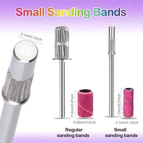 105pcs Small Sanding Bands Nail Drill Bits, Mini Sanding Bands for Nail Drill, 80#120#240#180# Fine Grit Nail File for Acrylic Nails Drill Bits Nail Tech Gel Manicures Pedicure with 3.1mm Mandrel Bit