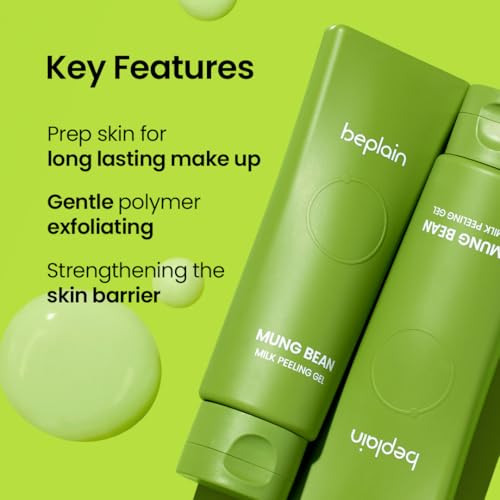 beplain Mung Bean Milk Peeling Gel (4.05fl.oz/120ml) | Fragrance-Free | Gentle Cleanser and Exfoliator with Mung Bean Extract and 4 Types of Peeling Polymers | Remove Dead Skin Cells | Korean Skincare