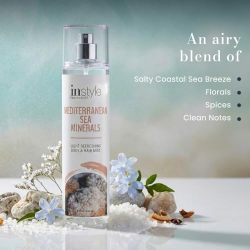 Instyle Fragrances Sea Minerals Body & Hair Mist - Vegan, Paraben & Phthalate Free, 8 Fl Oz x2