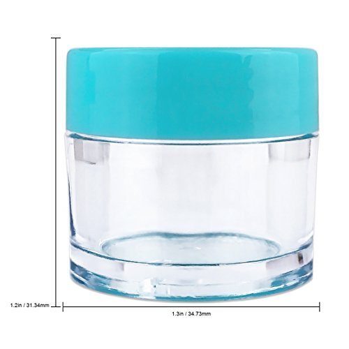 Beauticom¢ç 7 Gram / 7 ML (Quantity: 60 Pieces) Thick Wall Round Leak Proof Clear Acrylic Jars with Teal Lids for Beauty, Cream, Cosmetics, Salves, Scrubs