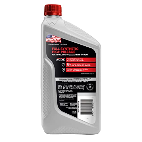 Valvoline Full Synthetic High Mileage with MaxLife Technology SAE 5W-20 Motor Oil 1 QT