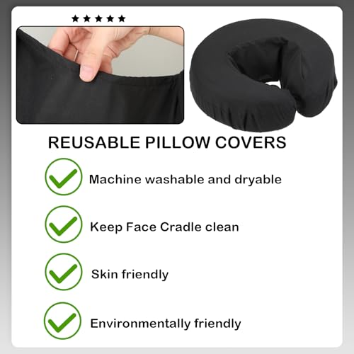 Microfiber Massage Table Face Cradle Covers - 12 Pack Reusable Headrest Covers