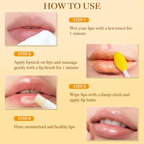 Turmeric Lip Scrub & Balm Set with Brush - Exfoliate & Moisturize