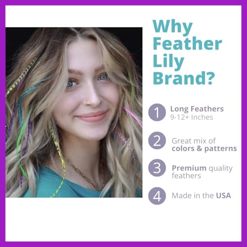 Rainbow Rooster Feather Hair Extensions Kit - 20 Feathers