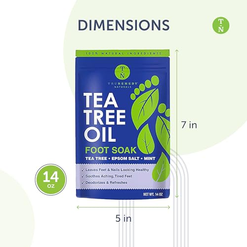 Tea Tree Oil Foot Soak with Epsom Salt & Mint by Truremedy Naturals - 14 oz