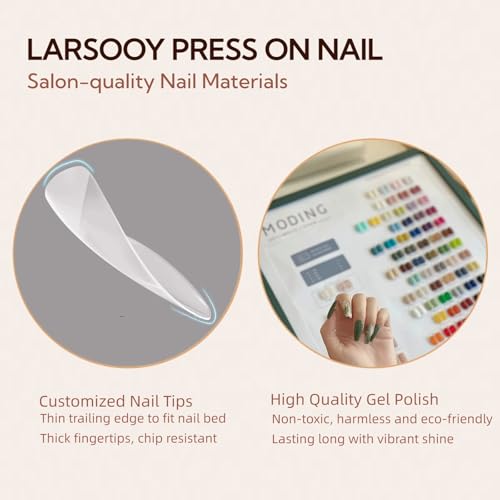 LARSOOY Nails Handmade Press on Nails Long Oval | Handmade Nails with Candy Bubble | Reusable fake Nails with Unique Designs | False Nails 10 Pcs (Candy Bubble, S)