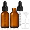 2 Pack 1 oz Amber Glass Dropper Bottles with Funnel & Labels