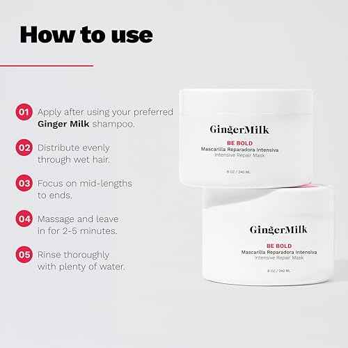Ginger Milk Natural Care Intensive Repair Hair Mask for Dry/Damaged Hair due to Coloring, Chemical Processes, hot styling tools and dryers | BE BOLD (8 oz.)