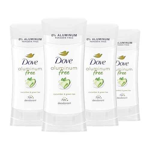 Dove Aluminum Free Deodorant for Women 4 Count Cucumber and Green Tea 72 hour odor protection 2.6 oz