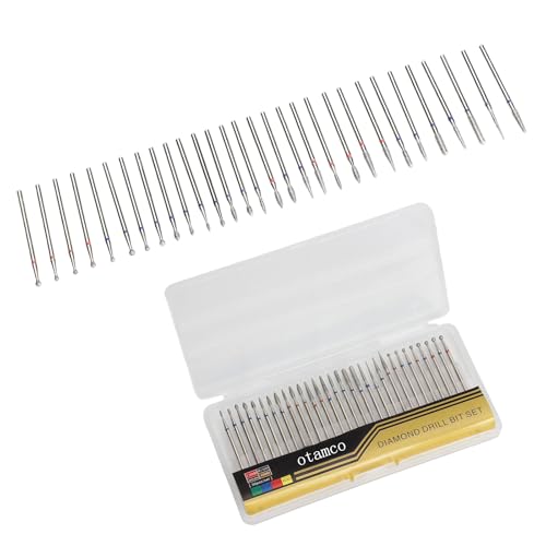 30-Piece Diamond Nail Drill Bit Set, 3/32 inch Carbide Bits for Manicure & Pedicure