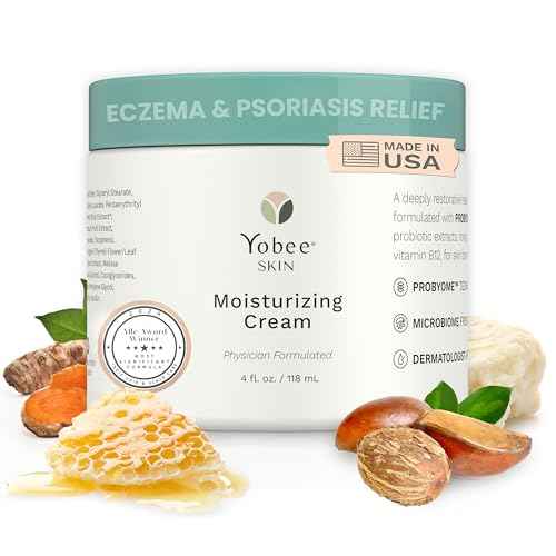 Yobee Body & Face Cream for Dry, Itchy Skin, Eczema & Psoriasis, Dermatologist Formulated, Probiotics, Honey, Turmeric, Vitamins B12 & E, Ceramides, Shea Butter, Fragrance Free, For Kids & Adults