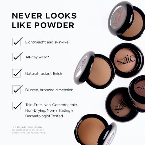 Saie SuperSuede Baked Bronzer Powder - Talc-Free Vegan