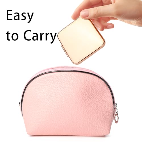 Compact Mirror, Pocket Travel Makeup Mirror for Purse, Metal Square Shell, 2-Sided 1X/2X Magnifying, Portable, Folding, Handheld, Rose,18 Pack