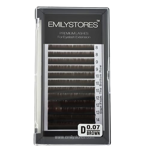 Brown Eyelash Extensions 0.07mm D Curl Mixed 8-14mm