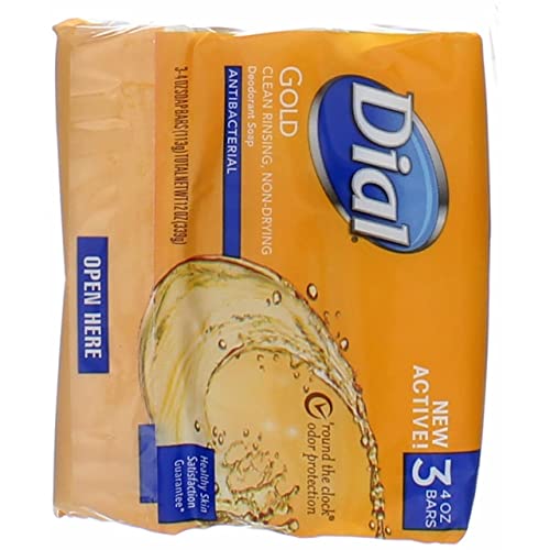 Dial Antibacterial Deodorant Soap, Gold, 4 Ounce, 3 Bars (Pack of 4)