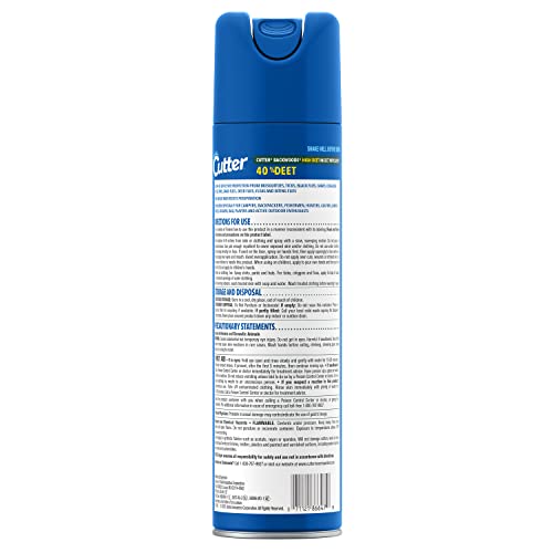 Cutter Backwoods High DEET Insect Repellent 11 oz, Aerosol, with 40% DEET