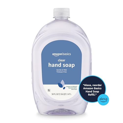 Amazon Basics Gentle & Mild Clear Liquid Hand Soap Refill 50 Fl Oz - Triclosan-Free & pH Balanced