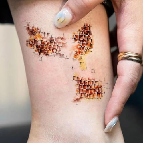 Gold Python Scale Temporary Tattoo Stickers Waterproof