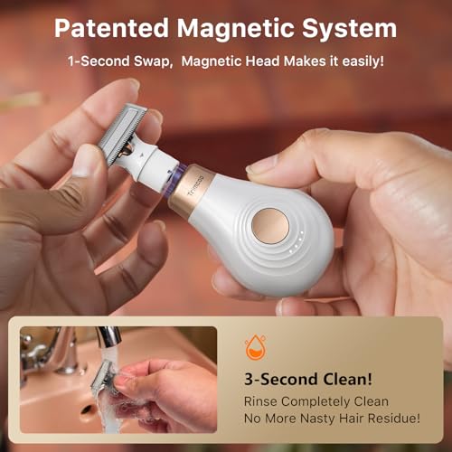 2026 NEW Bikini Trimmer for Women - Small But Powerful Electric Razors, Intimate Pubic Hair/Lady Facial Painless Removal, USB-C Cordless Body Shaver for Trip, Replaceable Wet/Dry Blade, White