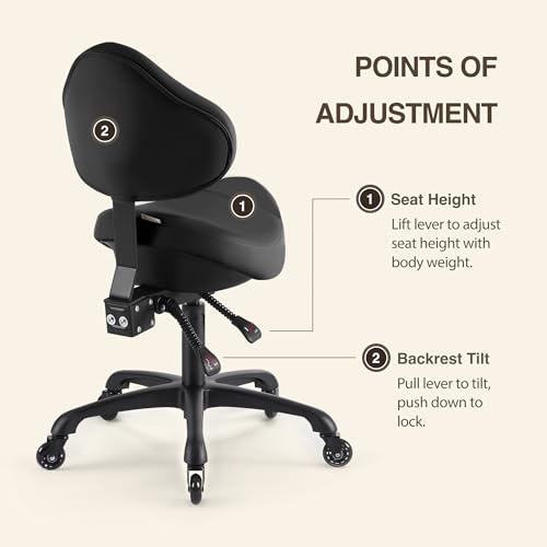 Ergonomic Saddle Chair with Back Support - 400 lb Capacity