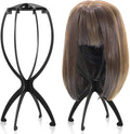 Obeoby Portable Wig Stand Set - Black 2 Pack, Foldable & Lightweight for Wigs, Travel & Salon Use