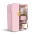 UAK Makeup Organizer with Drawers for Vanity, Cosmetic Display Case with Brush Holders, Storage for Skincare Countertop Bathroom (Pink)