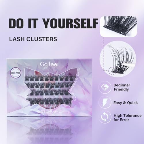 Self Adhesive Eyelashes, No Glue Needed Self Adhesive Lash Clusters, Reusable Pre-Glued Eyelashes No Remover No Residue for Beginners