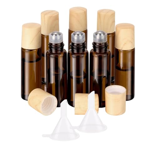 Amber Glass Roll On Bottles 5ml, 8 Pack Essential Oil Roller