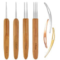 Dreadlock Crochet Hook Set 7-Piece Stainless Steel with Bamboo Handle
